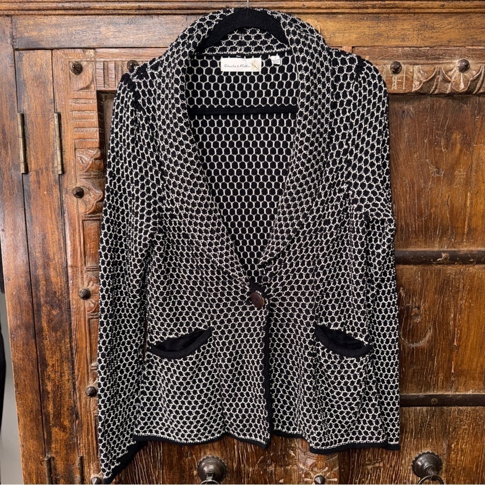 Charlie & Robin Anthropologie Textured Knit Blazer Cardigan Jacket Size L